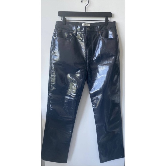 NWOT AGOLDE Recycled Leather 90s Pinch Waist Pants in Shadow Patent Size 30 - Picture 4 of 14